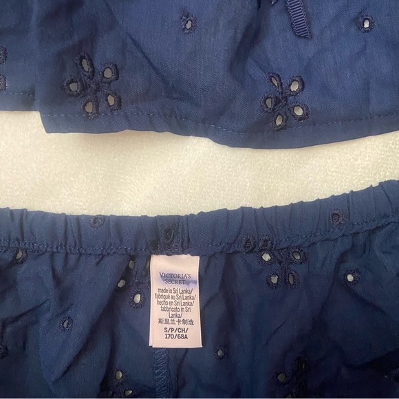 New! Victoria's Secret Navy Blue eyelet Pajama Set 1142 - Picture 5 of 9